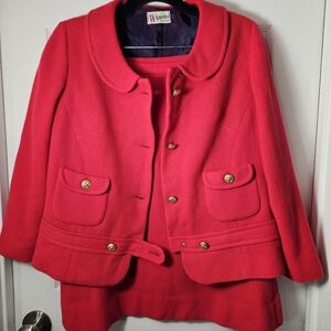 Vintage WIPPETTE UNION MADE Matching Red Blazer Coat And Skirt Set